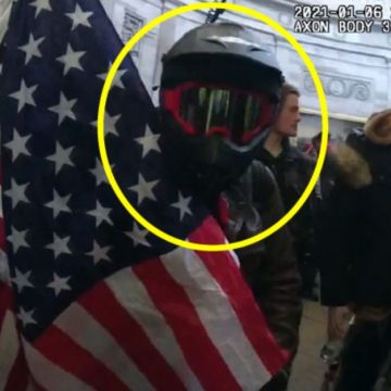 ‘We are the Voice. We are the country’: Motorcycle helmet-wearing man used flagpole to fight multiple cops at the Capitol on Jan. 6, feds say