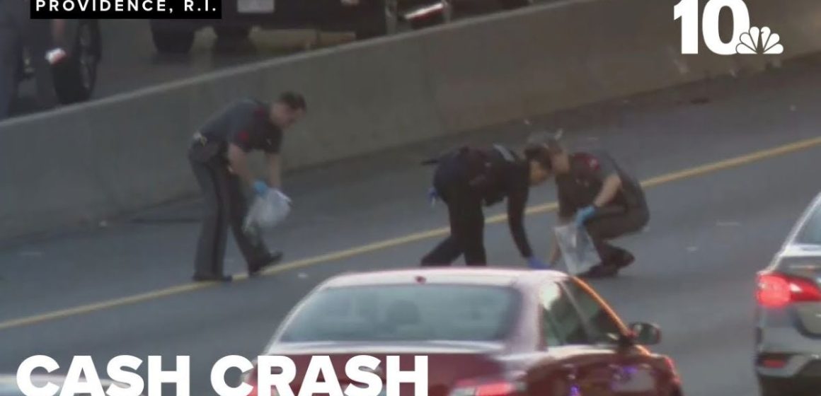 Mad dash for cash ensues after driver pulls over and sprints across highway carrying wads of bills before being killed by SUV: Cops