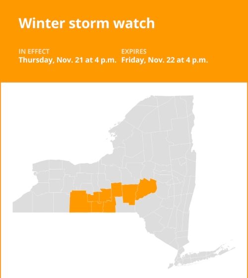 NY weather: Winter storm watch for New York until early Friday evening