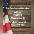 DeKalb County Announces Veterans Day Sanitation Schedule Shift with Collection Delays Expected for Residents