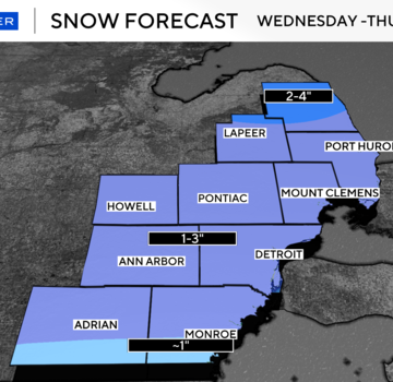 Map shows how much snow Metro Detroit could see Wednesday, and coldest air of the season closes out this week