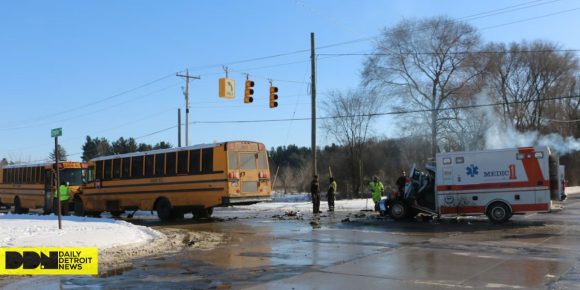 Ambulance and Two School Buses Collide in Southwest Michigan, Leaving Paramedics Seriously Injured