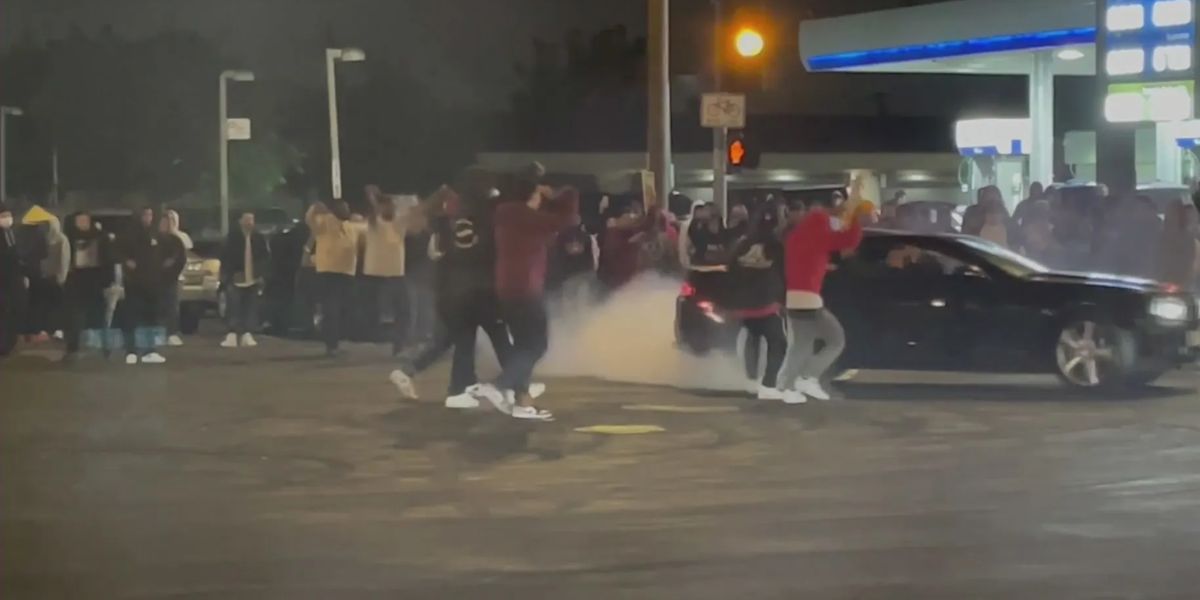 Dangerous New Year’s Celebration in La Cars Spin Donuts Near Explosive Fireworks Display