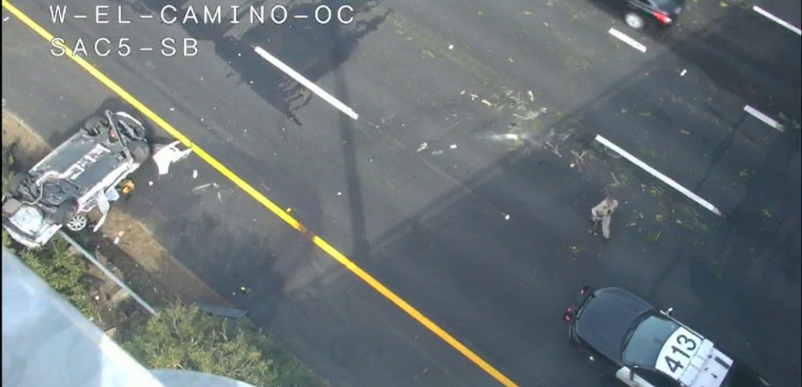 Car Falls Off Overpass Onto I-5 in Sacramento, Driver Hospitalized in Critical Condition