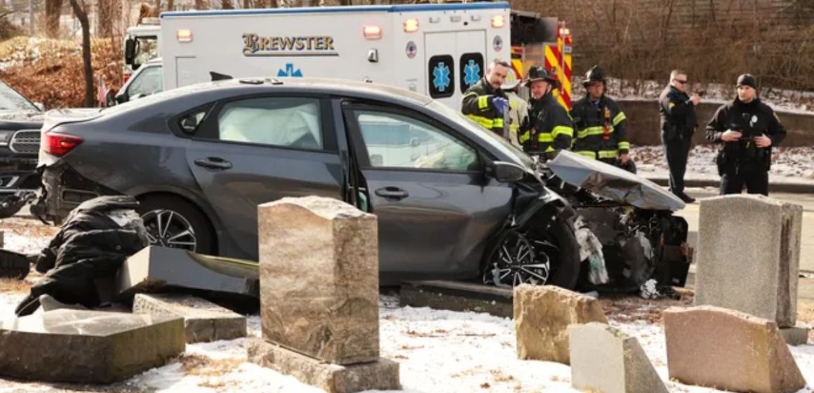 Car Smashes Into Cemetery Headstones After Hitting Pole in Brockton; Probe Ongoing