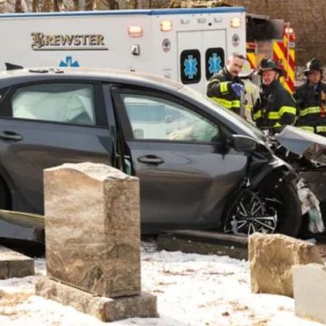 Car Smashes Into Cemetery Headstones After Hitting Pole in Brockton; Probe Ongoing