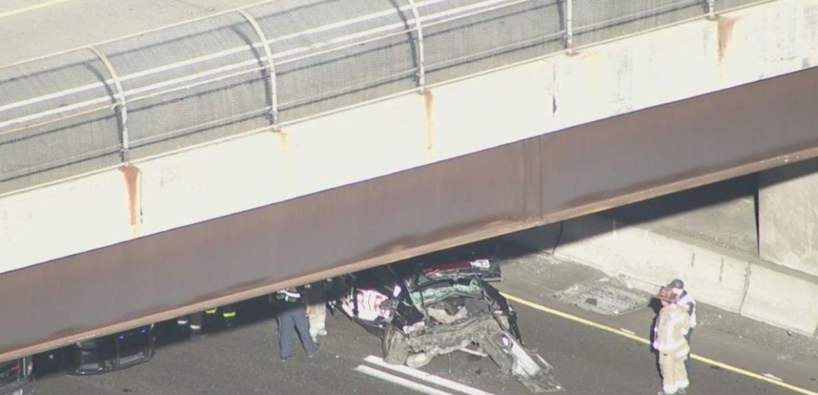 Multi-Vehicle Crash Left Truck Overturned and Causes Major Traffic Backup; Fulton County Sheriff's Office Car also Smashed