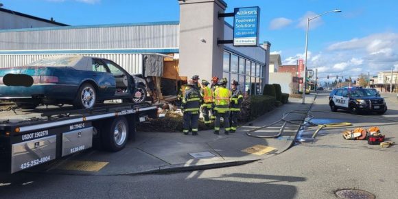 Elderly Driver Rescued After Car Crashes Into Everett Building; Probe Launched into Accident